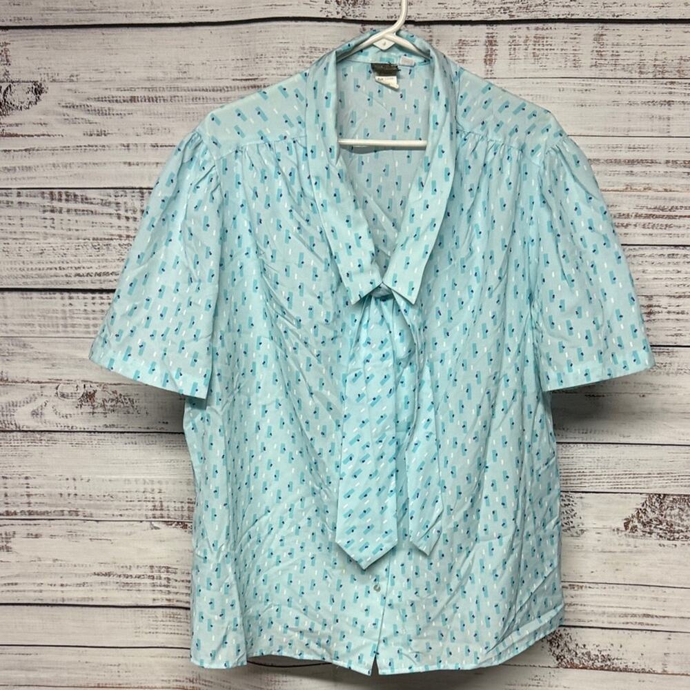 Pykette's Vintage Blouse with Bow Blue XL